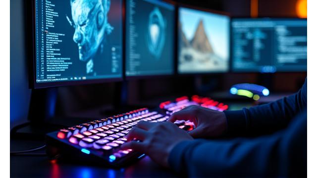PC oyun geliştirme, yüksek performanslı oyun bilgisayarı başında çalışan geliştiriciler