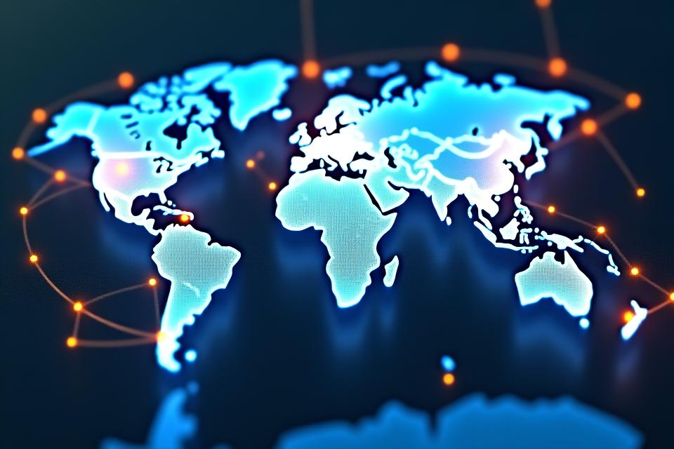 Dünya haritası üzerinde parlayan oyun platformu ikonları